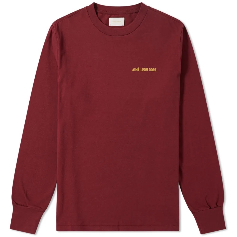 AIMÉ LEON DORE | Men’s Crew Neck Long Sleeve T-Shirt | Red | Medium